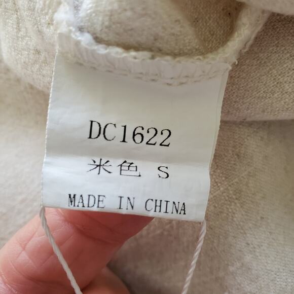 Linen Cotton Blend Dress Loose Fitting Oversized Natural Unbleached Color Size S - Picture 16 of 16